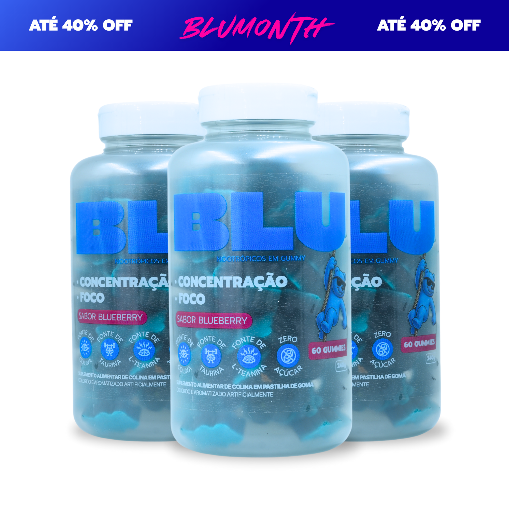 KIT 3 POTES 60 GUMMIES